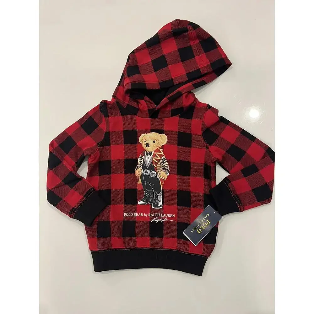 POLO RALPH LAUREN GIRLS BEAR FLEECE HOODIE SIZE 5